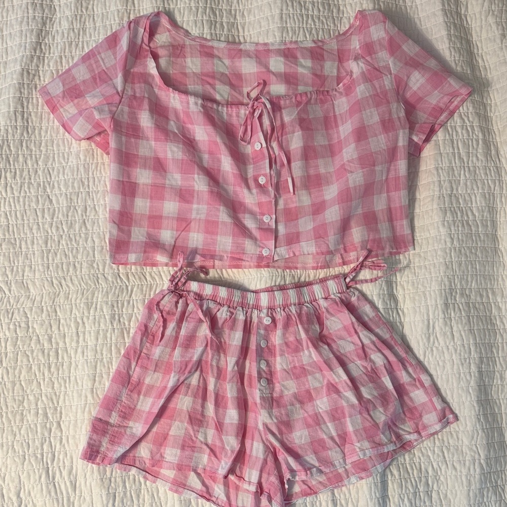 Pink Gingham Short Pajama Set - Women’s Intimates